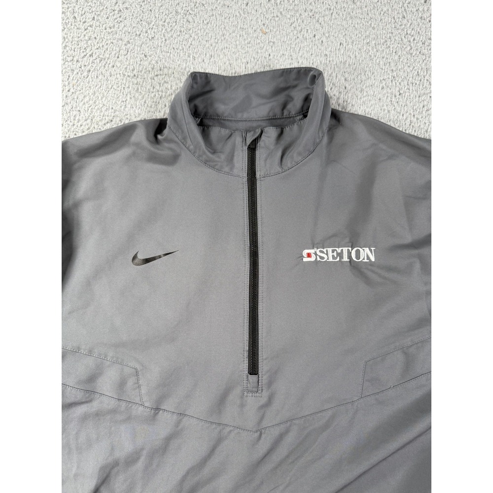 Nike Seton Jacket Mens Large Gray Quarter Zip Windbreaker NCAA Baseball Pullover - Picture 12 of 15